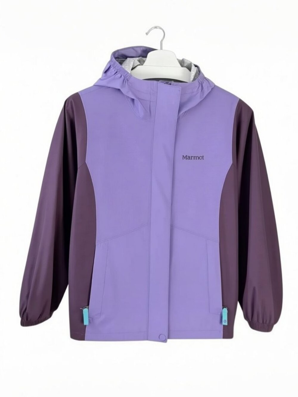 MARMOT PreCip Eco Purple Hooded Rain Jacket Waterproof Lightweight Hiking girls